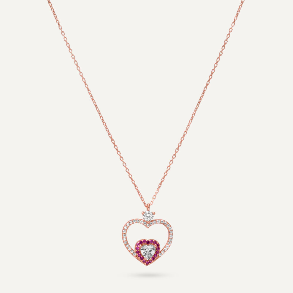 Open Heart Rose Gold Necklace