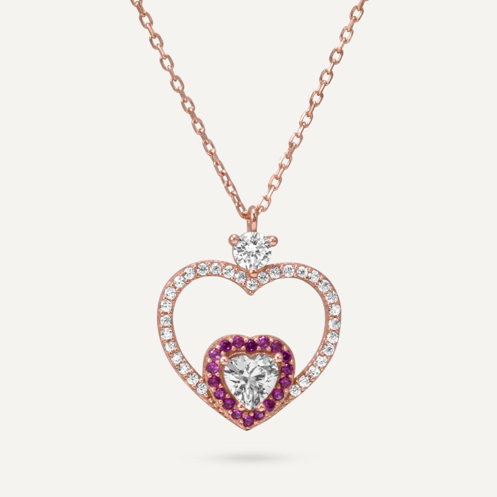 Open Heart Rose Gold Necklace - Image 3