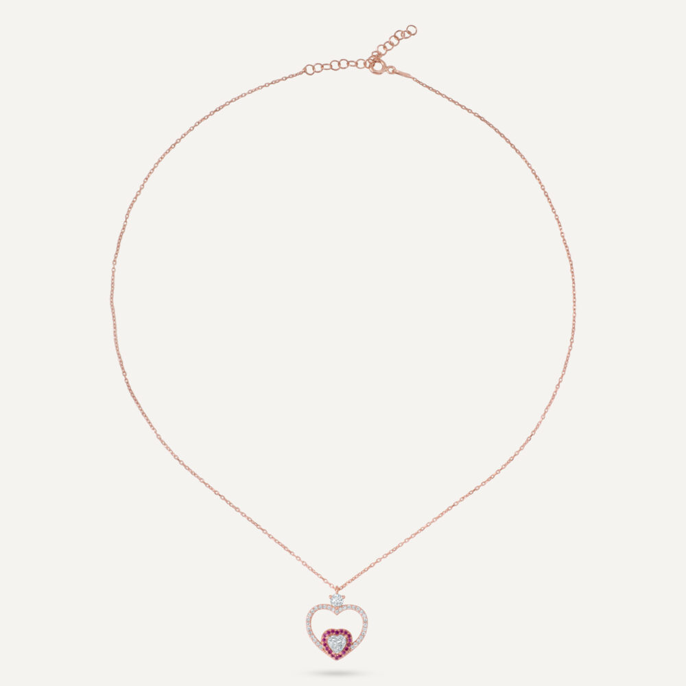 Open Heart Rose Gold Necklace - Image 4